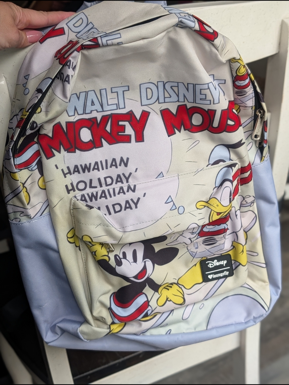Disney Mickey Mouse & Friends Graphic Backpack in Light Blue, Cream, Red, Yellow